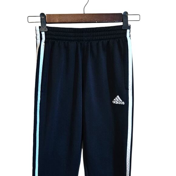 Adidas Boy's Sweatpants 3 Stripe Regular Fit Black - Youth Size 8 - Picture 2 of 4